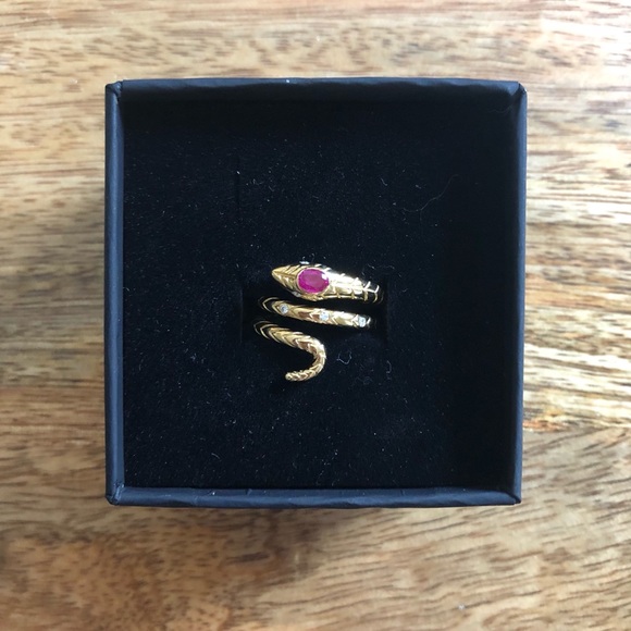Anine Bing 14K Gold Ruby Snake Ring - Picture 3 of 7
